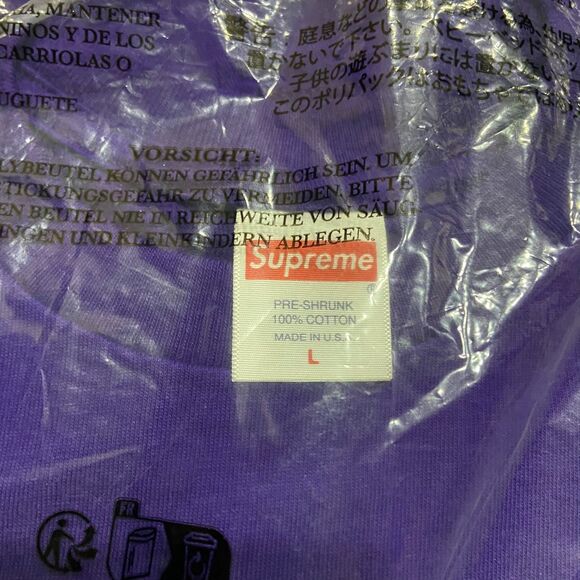 Supreme SS23 Spring/Summer23 Purple Smoke Tee Cotton Men's Size Large NWT - Picture 4 of 5